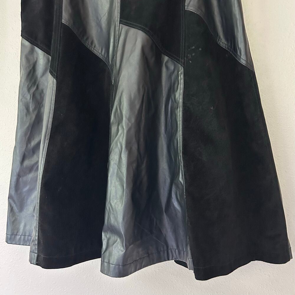 Jamie Nicole Vintage Genuine Leather Patchwork Midi Skirt Black emo goth boho 22 - Picture 4 of 8